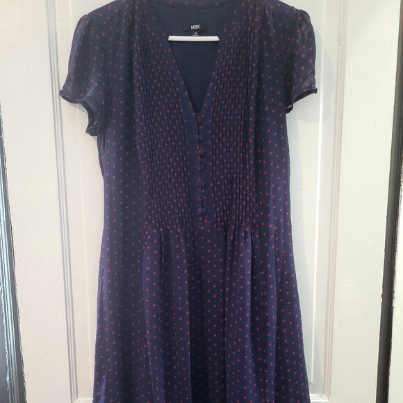 Navy Polkadot Dress Size 10 - Picture 2 of 10